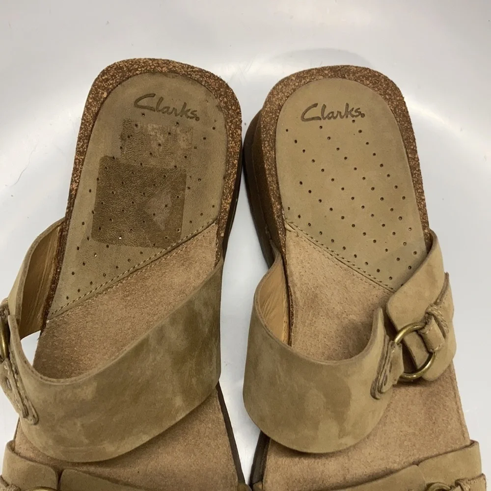 Clarks cork footbed slip‎ on sandals size 10